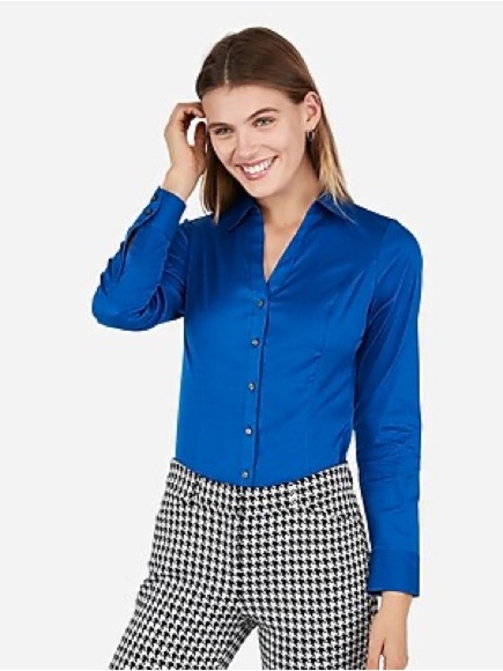 NWT Express Ultimate Essential Original Fit LongSleeve Royal Blue ButtonUp Shirt